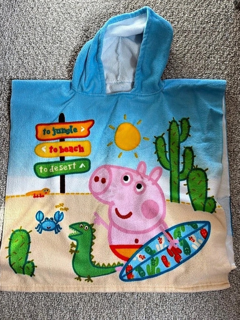 Peppa Pig Under the Sea Hooded Poncho Towel Blue & Yellow